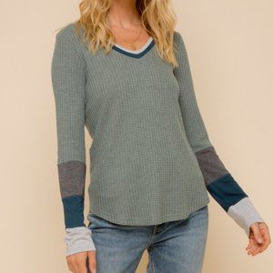 COPY - Thermal Color Block Long Sleeve Tee